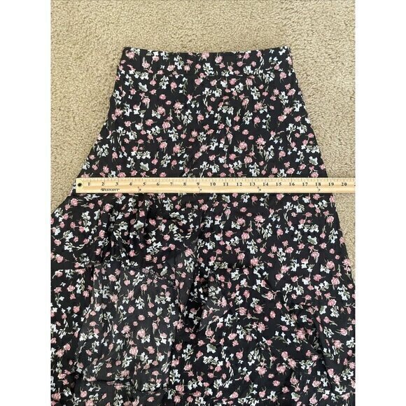 BTFBM Size‎ S Skirt Boho Elastic Waist Split Ruffle High Low Beach Maxi Floral - Picture 5 of 8